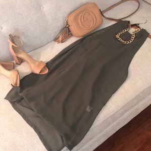 G F Halter Mini Dress - Olive Green Size S